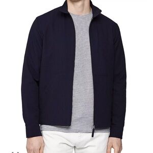 Reiss Como Seersucker Bomber Jacket Navy Slim Fit Size M